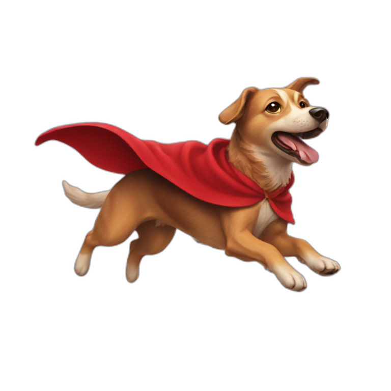 a flying dog with red cape emoji
