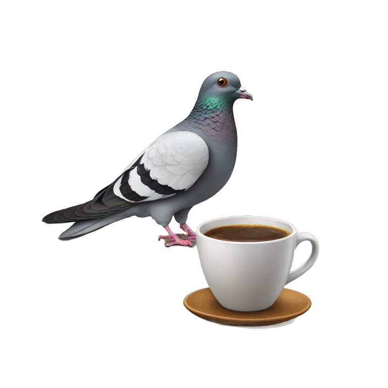 Pigeon drinking coffee  emoji