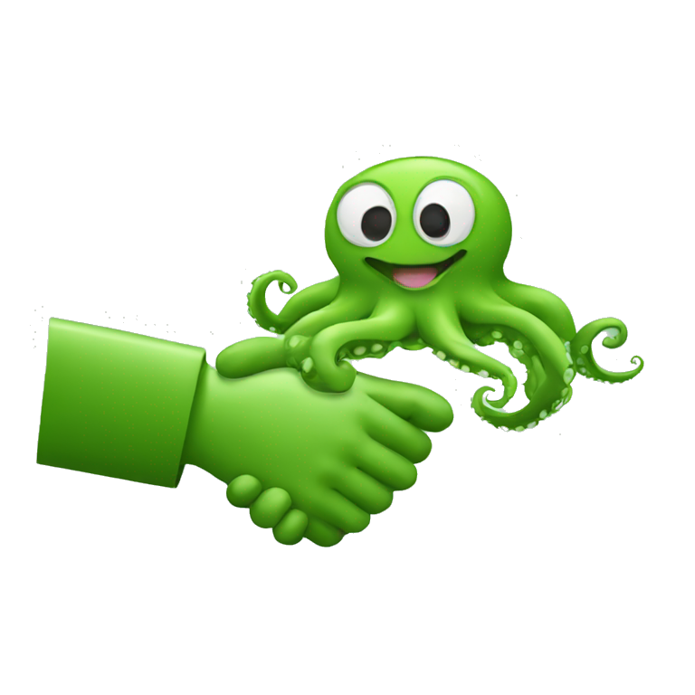 dog handshake green octopus emoji