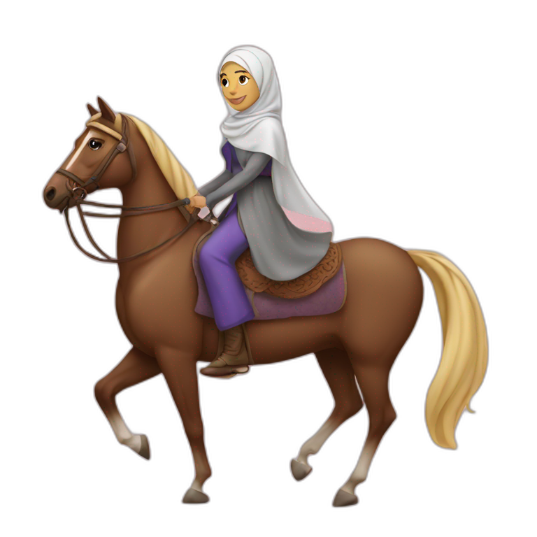 Hijabi women on a horse emoji