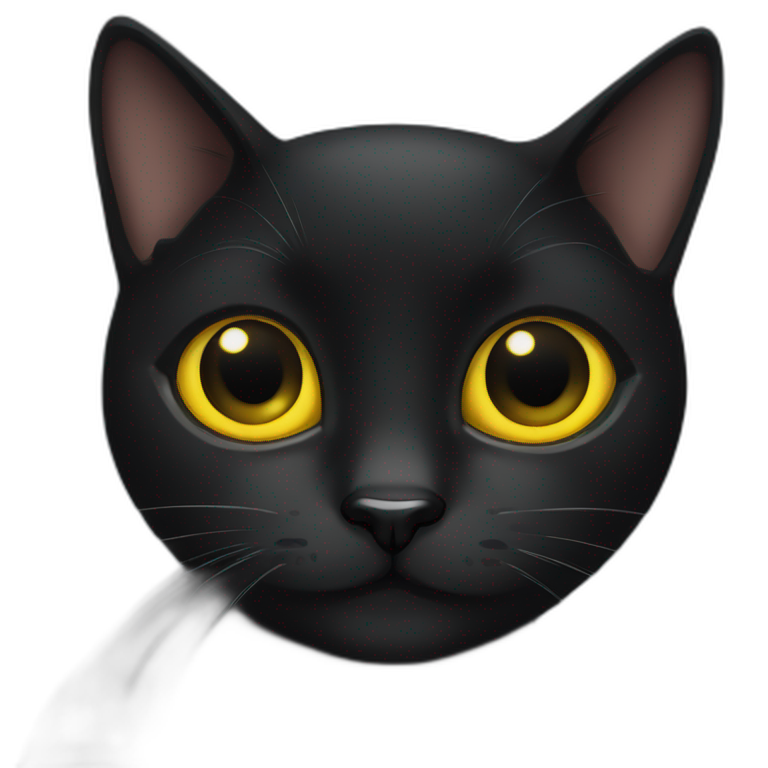 black cat with big yellow eyes and big black pupils emoji
