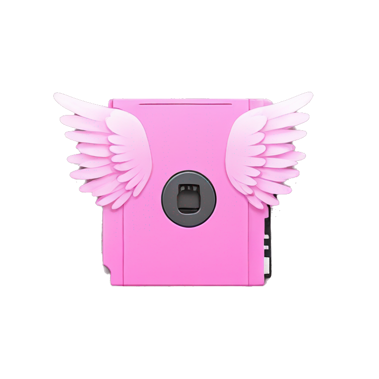 pink floppy disk with angel wings emoji
