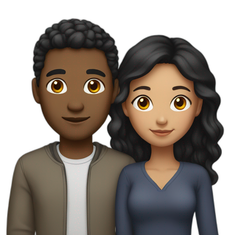 mixed race couple black and asian emoji