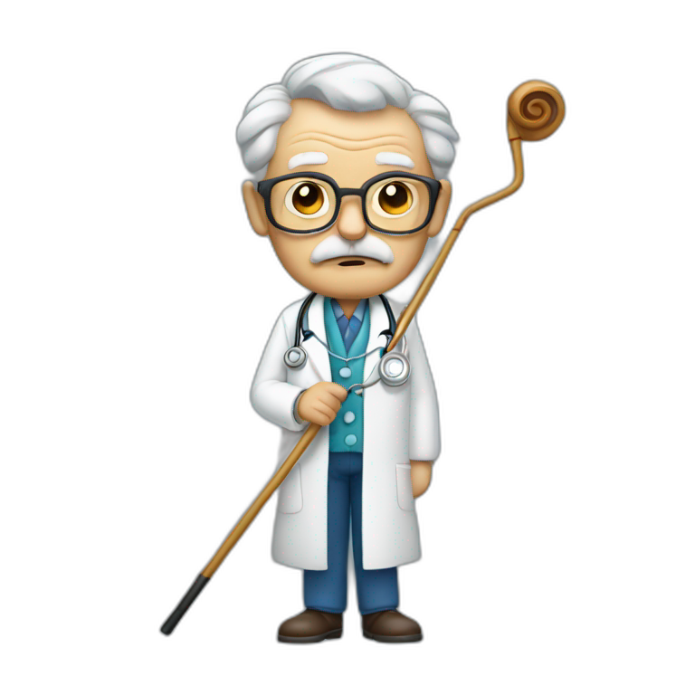 old grumpy doctor with cane emoji