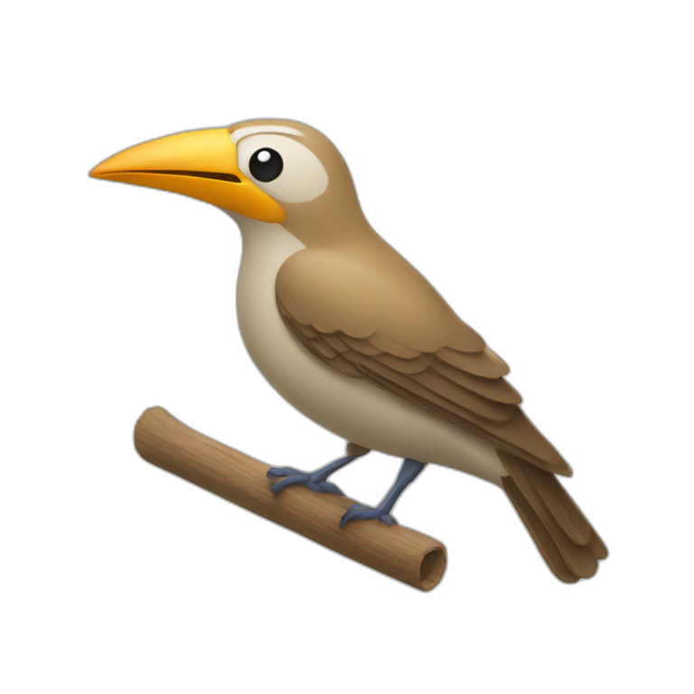 A bird but the beak is a kazoo emoji