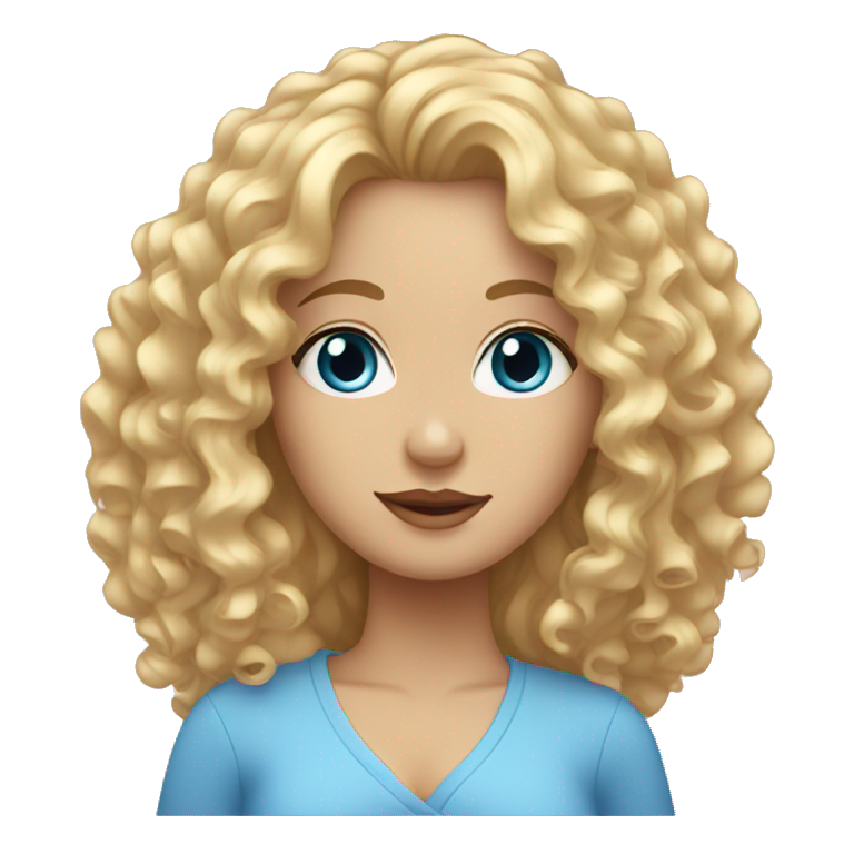 Cute woman with curly blonde hair and blue eyes emoji