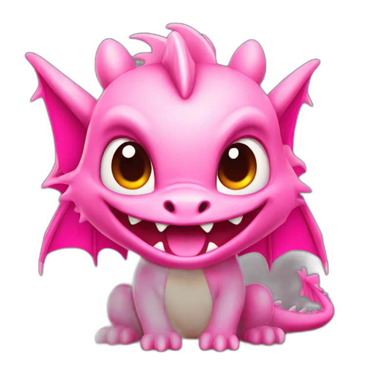 Cute pink little dragon, getting angry emoji