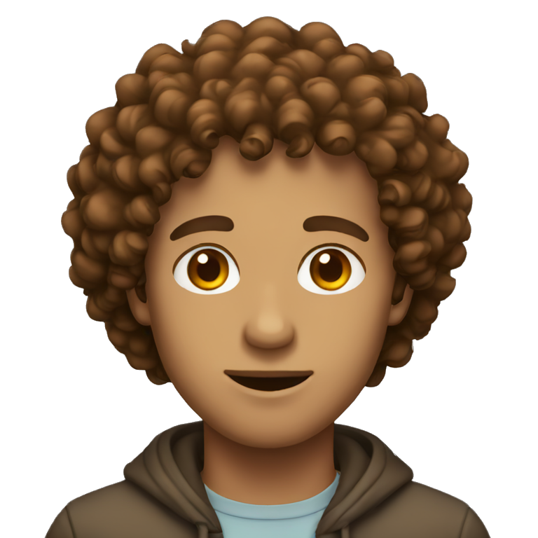 brown curly hair man emoji