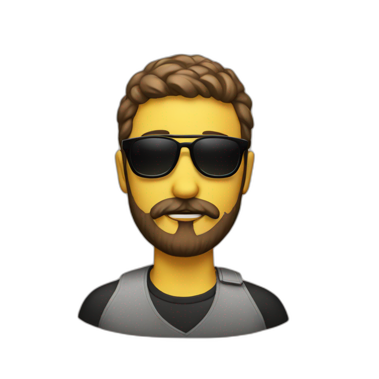 Emoji with Black sunglasses and beard emoji