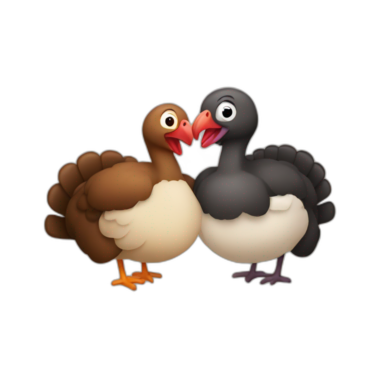Two turkeys hugging each other  emoji