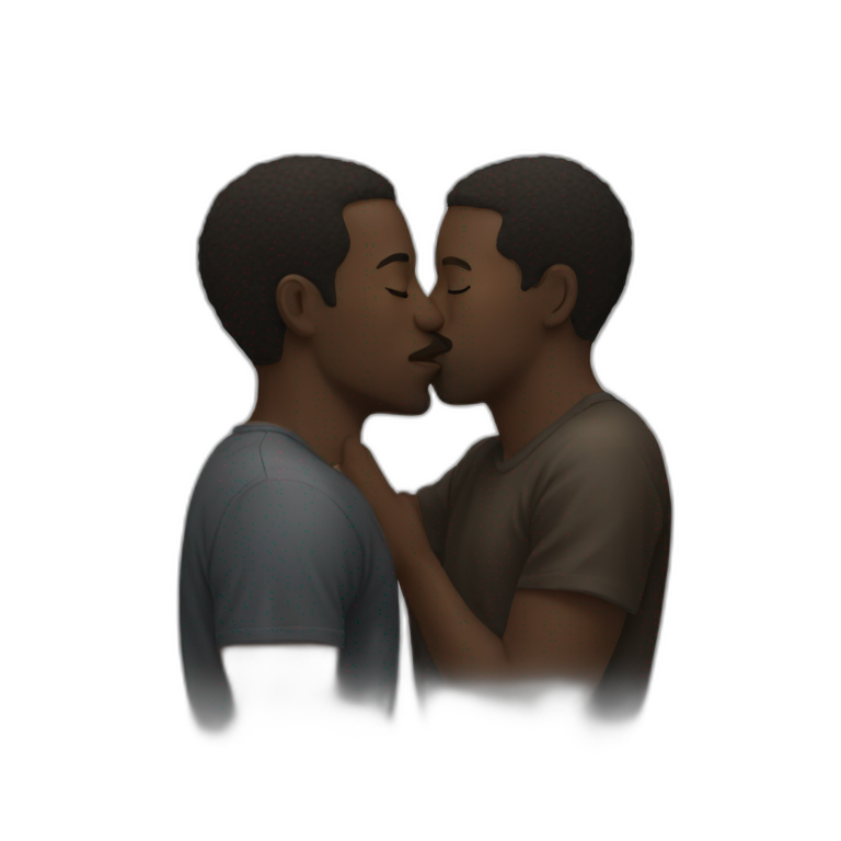 Black man kissing emoji