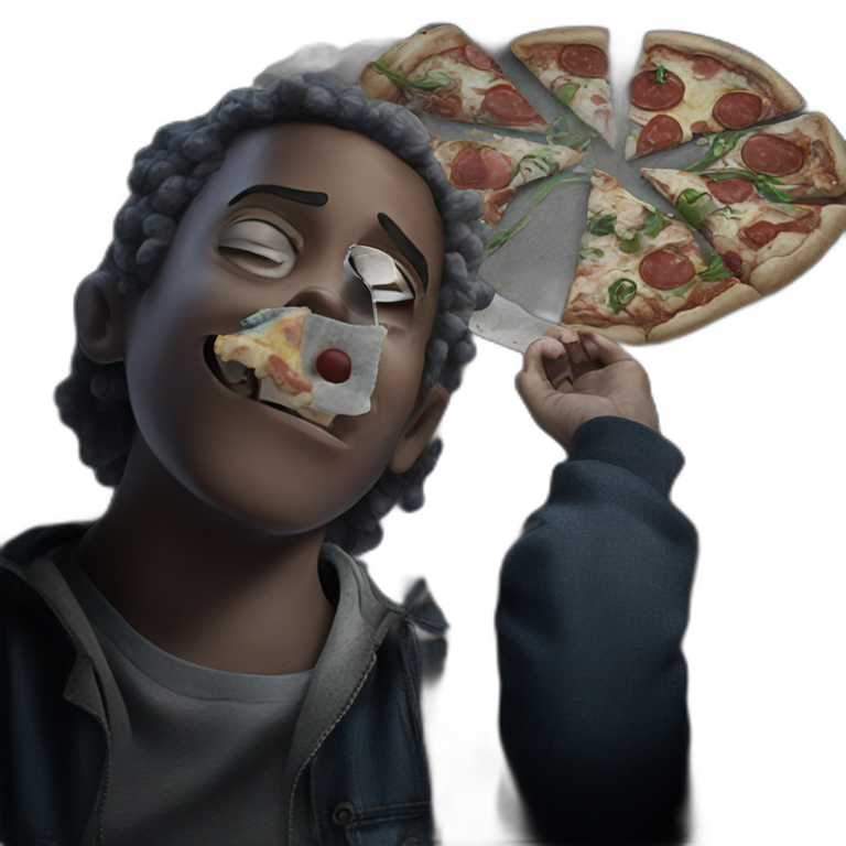 hungry boy with pizza emoji