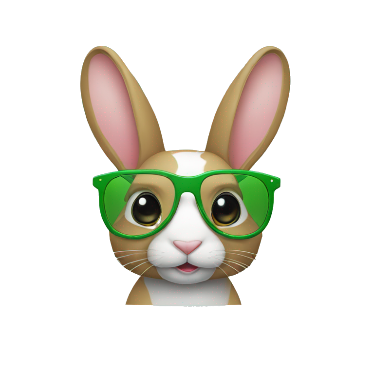 Rabbit vert avec lunette  emoji