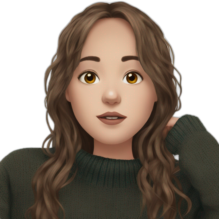 serene brunette in cozy sweater emoji
