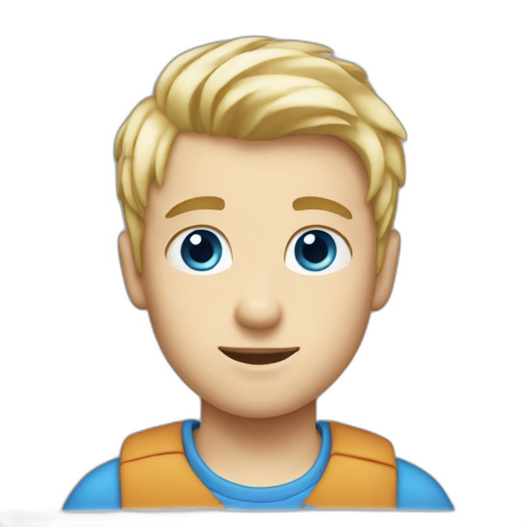 Boy with blue eyes and blonde hair and blue thirt emoji