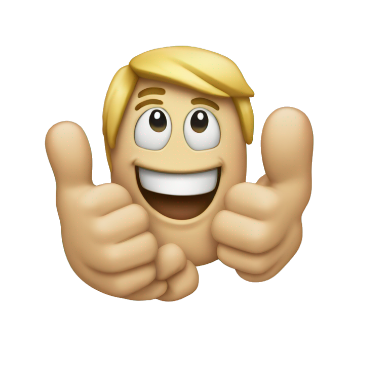 Smily face with two hands thumbs up emoji