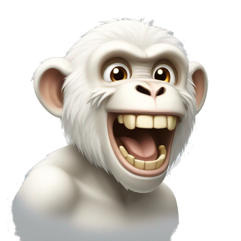 white monkey laughing hard emoji