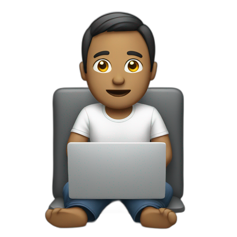 man sitting on computer emoji