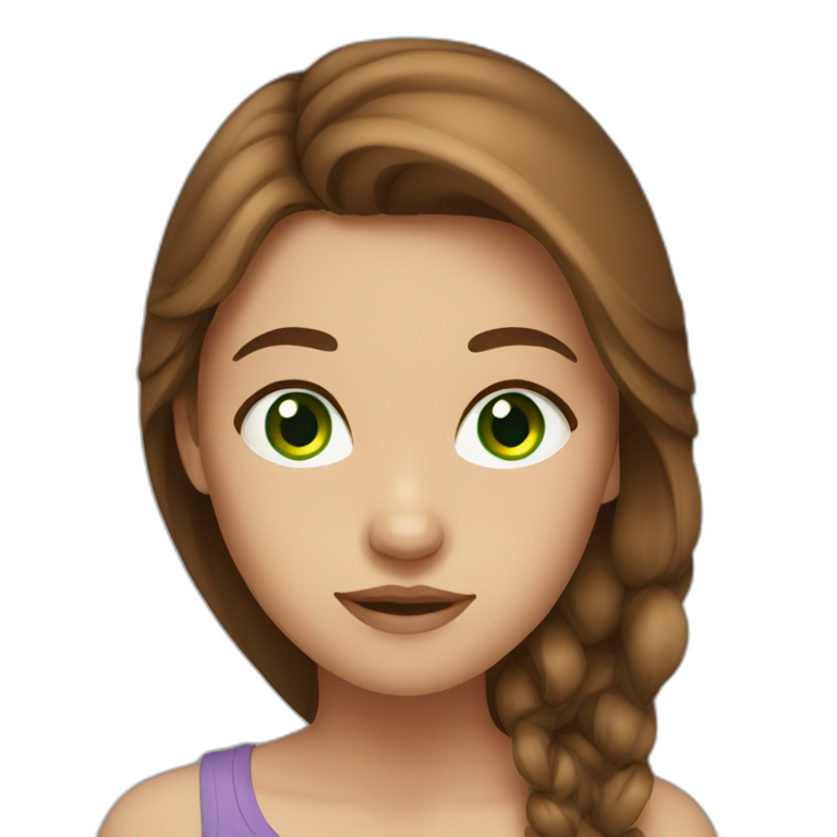 girl with green eyes and long brown hair emoji