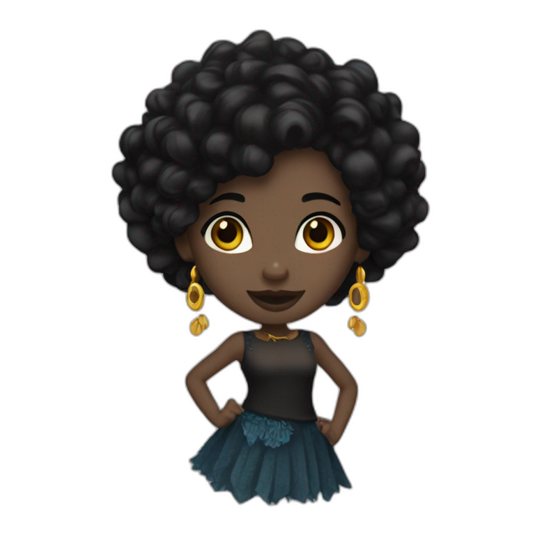 AfroCarribean-goth-girl-with-black-hair-and-brown-eyes--dancing emoji