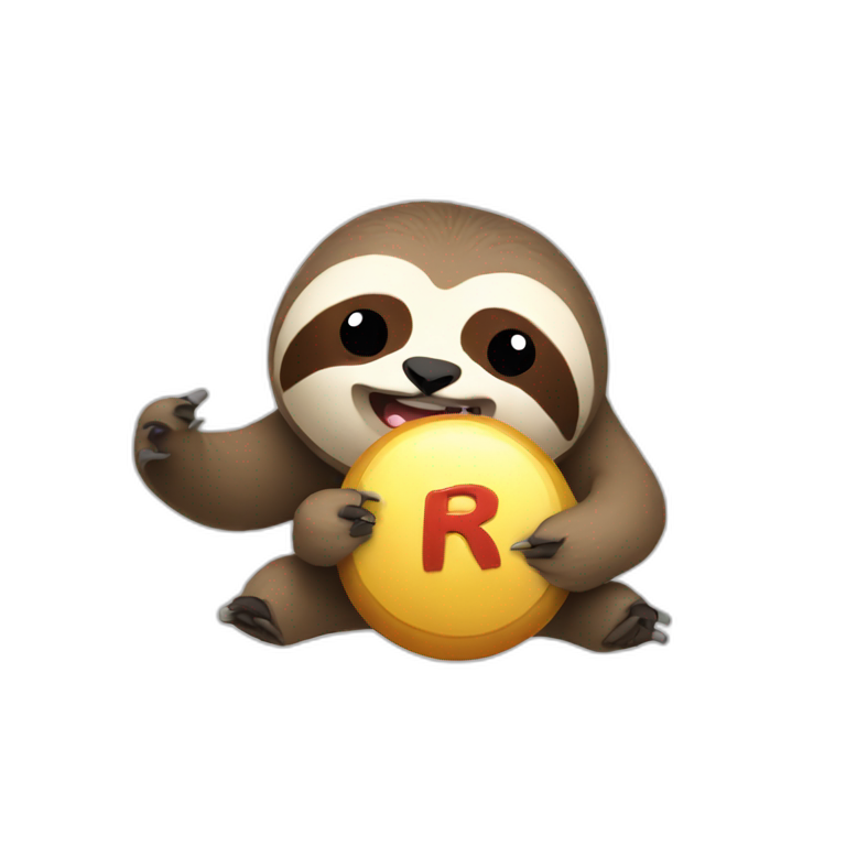 sloth holding the word RAGE emoji