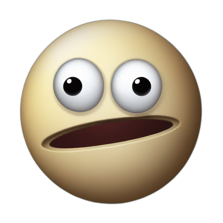 planet Saturn with a cartoon grimacing spider face emoji