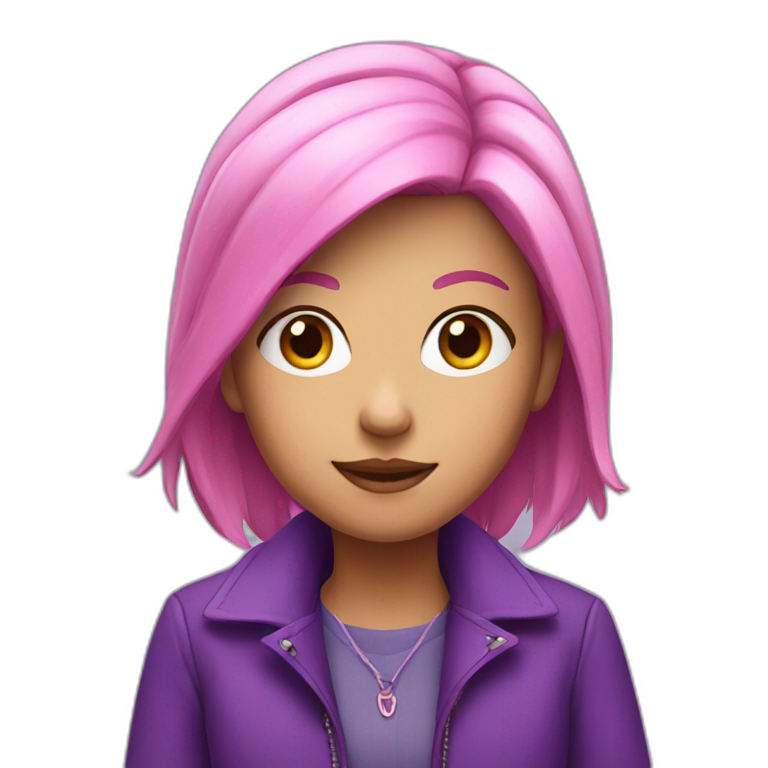 pink haired girl with purple jacket emoji