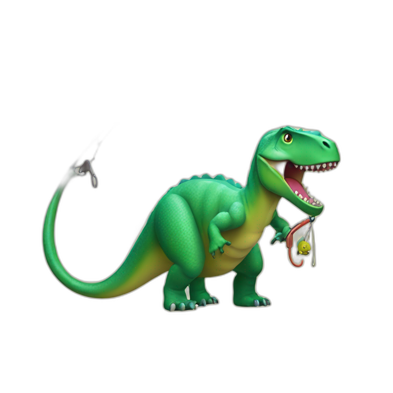 Dinosaur  with fishing hook emoji