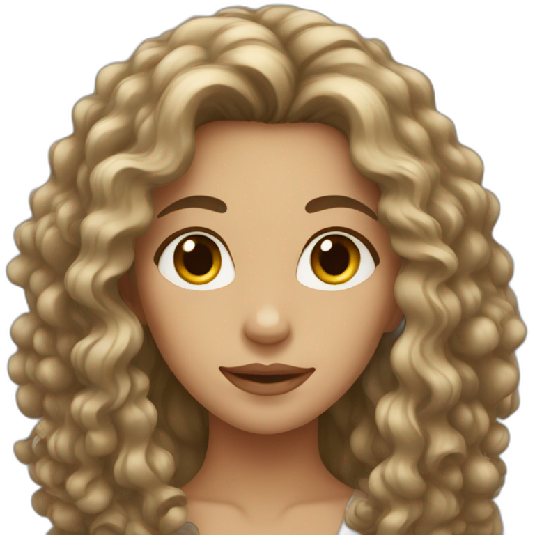 An woman with long curly dark brown hair  emoji