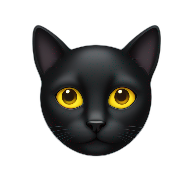 black cat face with yellow eye emoji