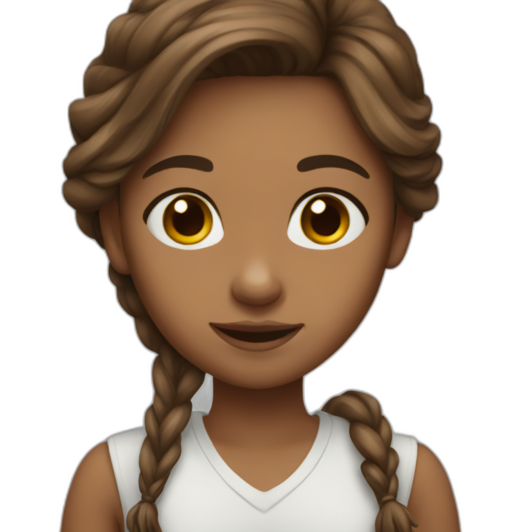 Girl with long brown hair, brown eyes emoji