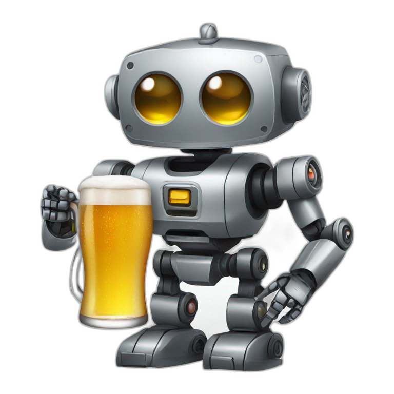 Robot holding beer emoji