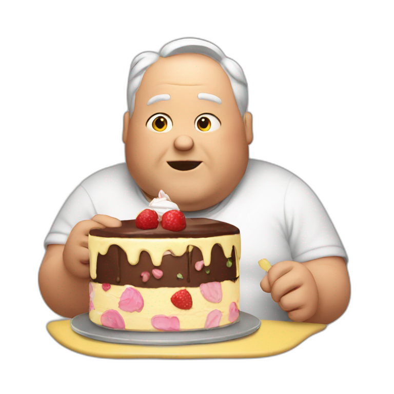 fat man eating cake emoji