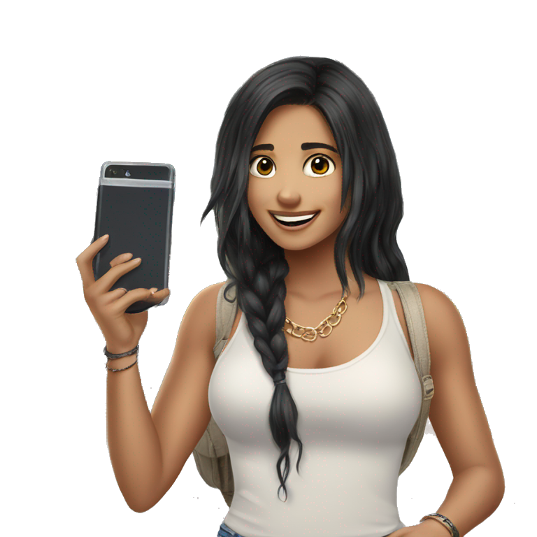 happy girl with phone emoji