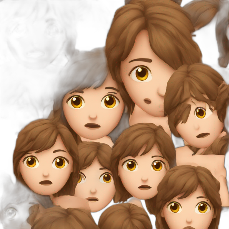 worried, brown hair, women emoji