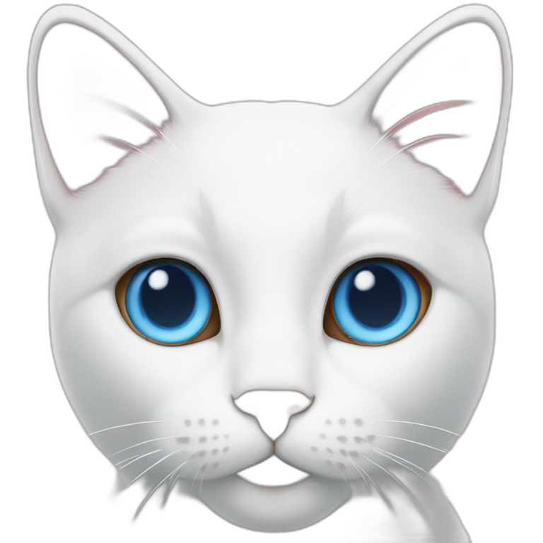 white cat whit blue eye and pink nose and a brown spot near the nose emoji