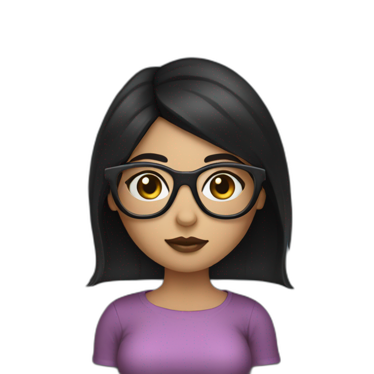 Brow girl with black hair and cat eye specs hour glass figure  emoji