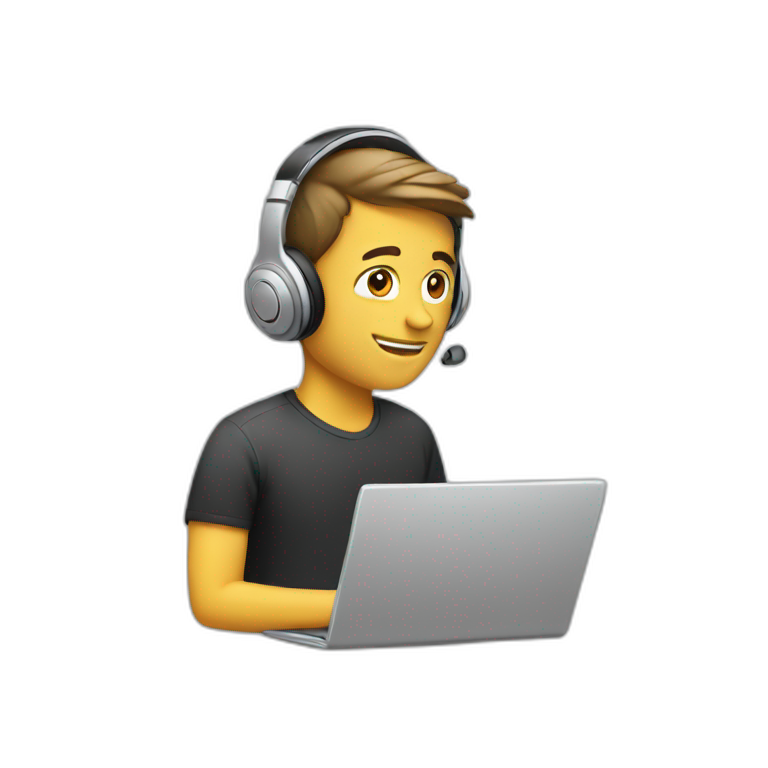 man with laptop and headphones emoji