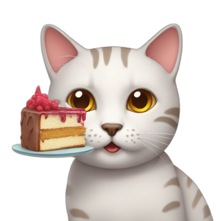 Cat ate cake emoji AI Emoji Generator