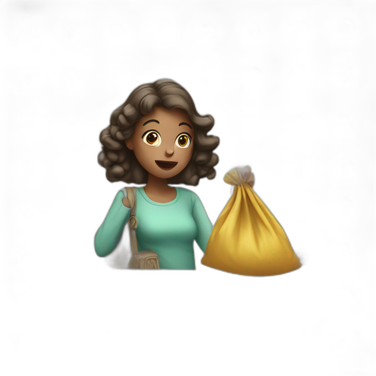 a girl blowing a bag emoji