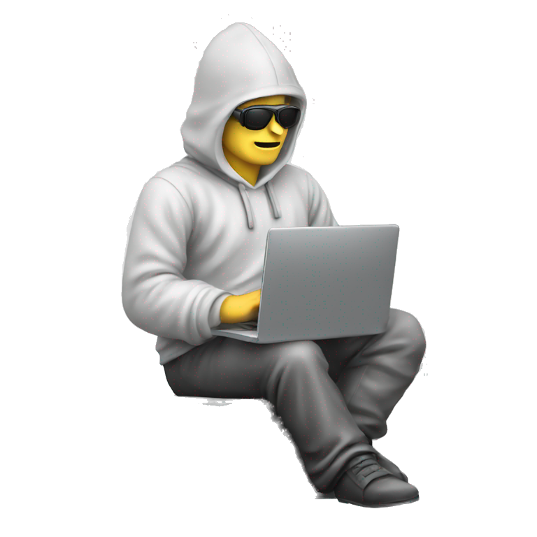 Italian statue hacker using a laptop emoji