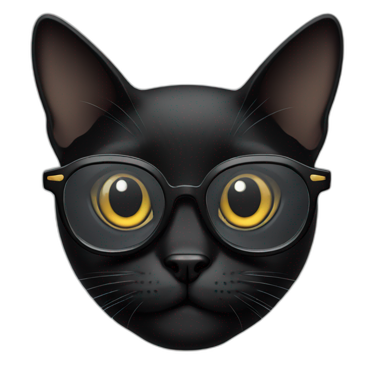 Black cat with glasses emoji