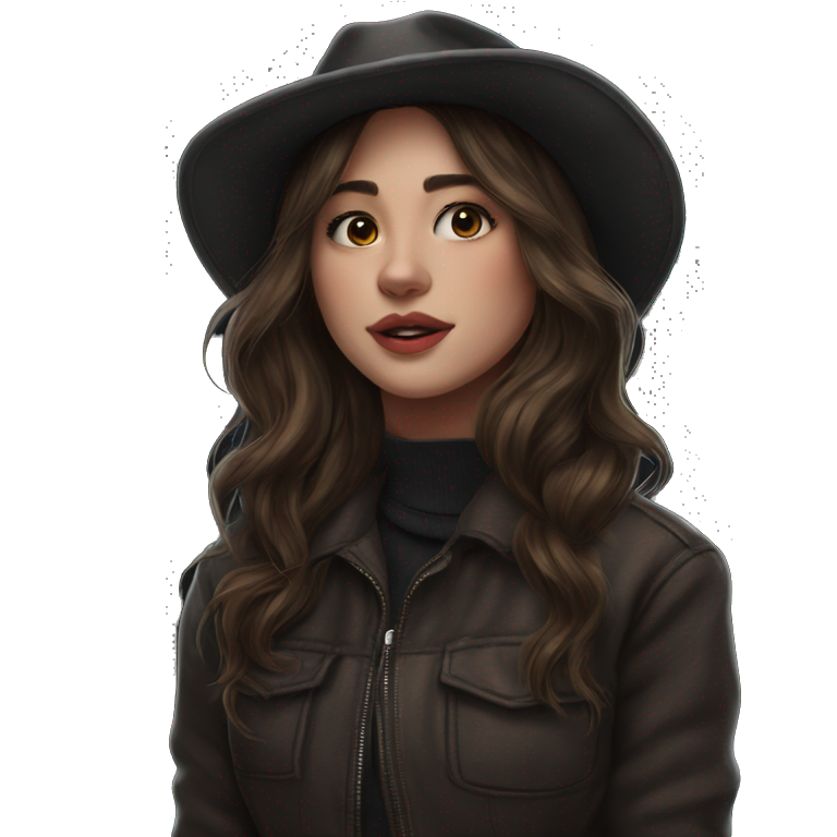brown haired girl in hat emoji