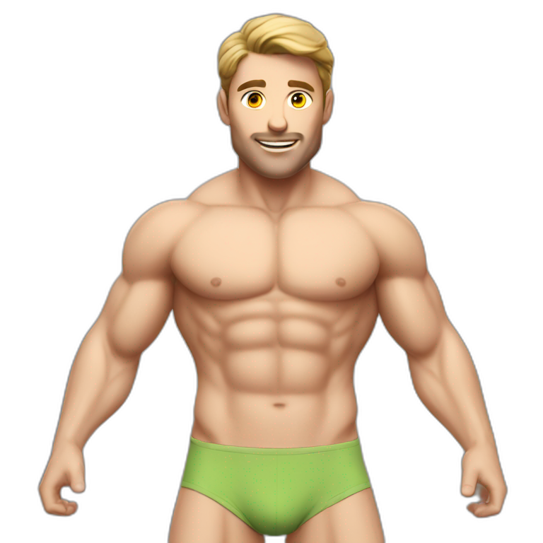Caucasian muscular male bulge bikini realistic emoji
