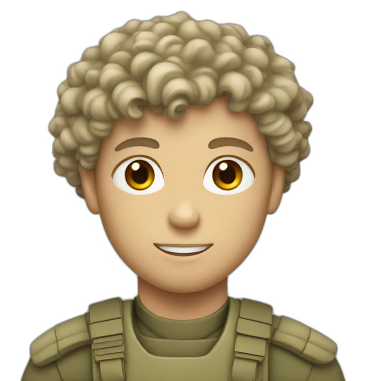 white soldier thin boy with curly hair emoji