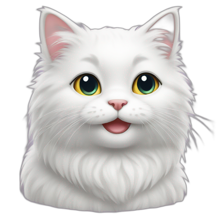 cute white furry cat small happy emoji