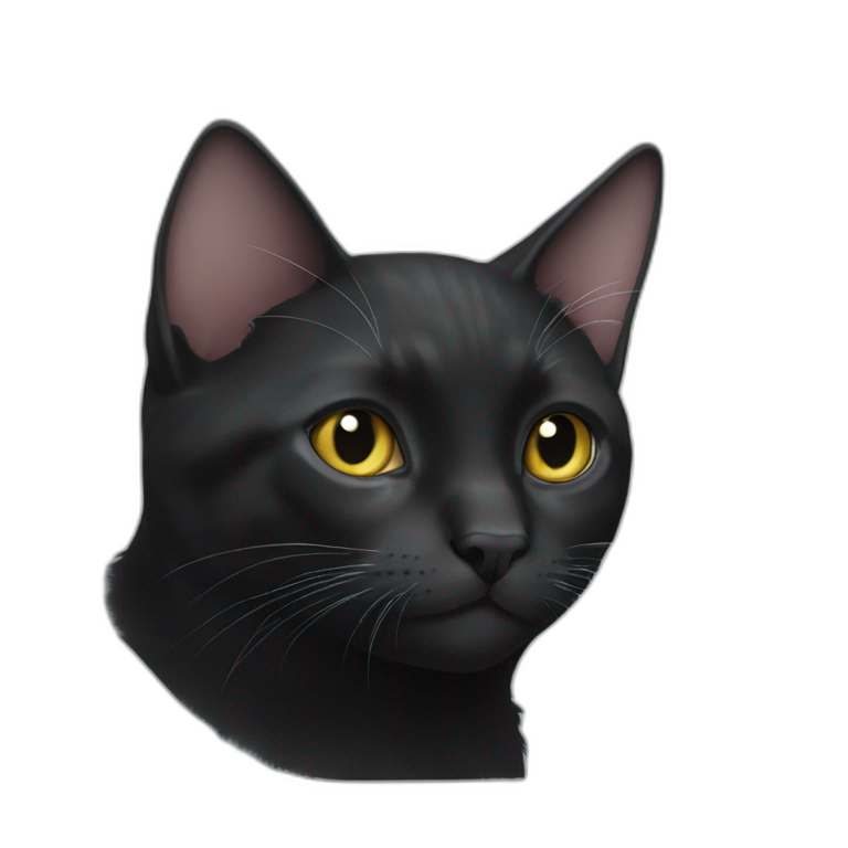 black cat white spot chest emoji