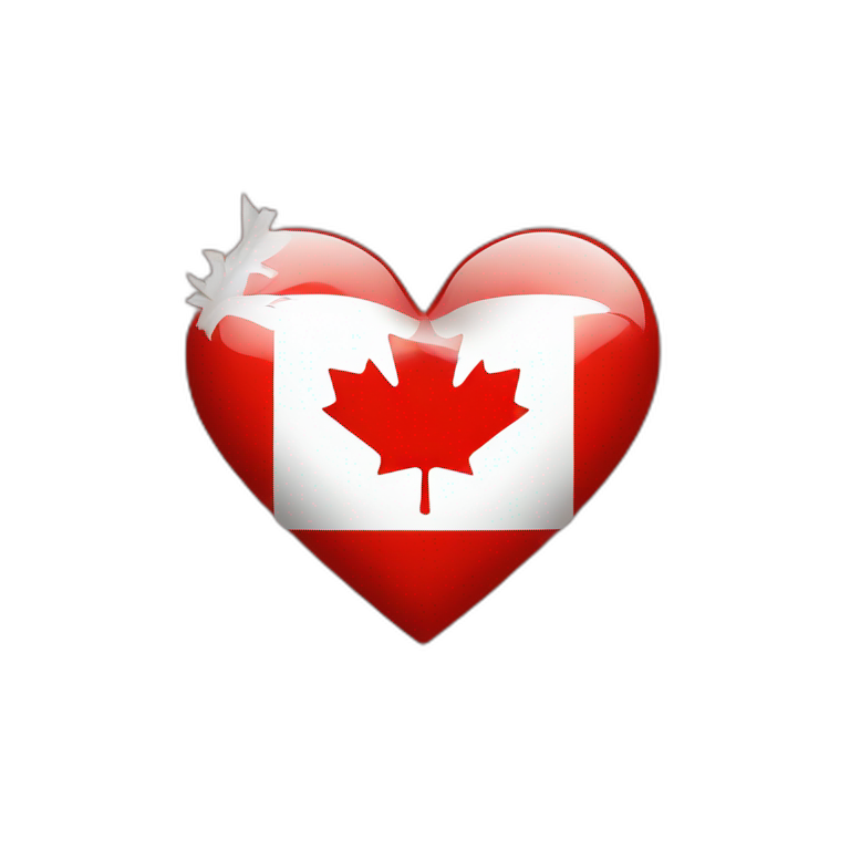canadian flag in the shape of a heart emoji
