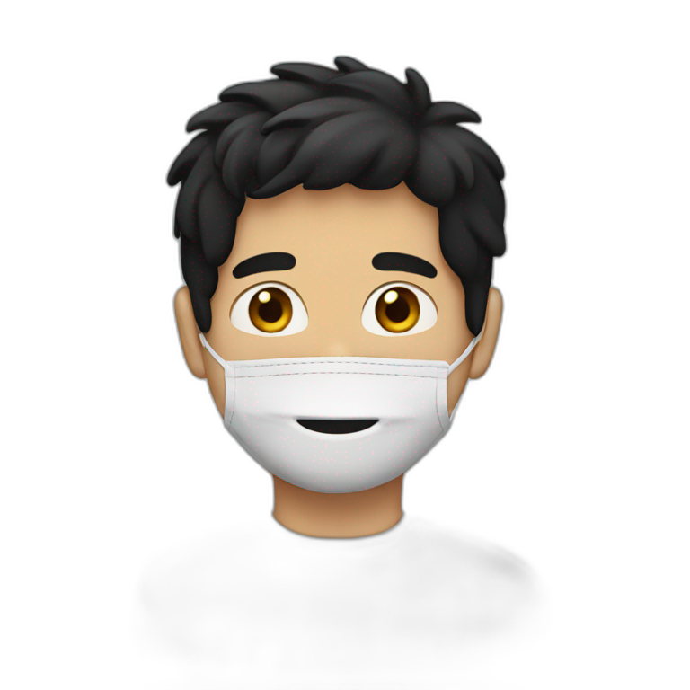 A guy with a black hair wearing mask emoji