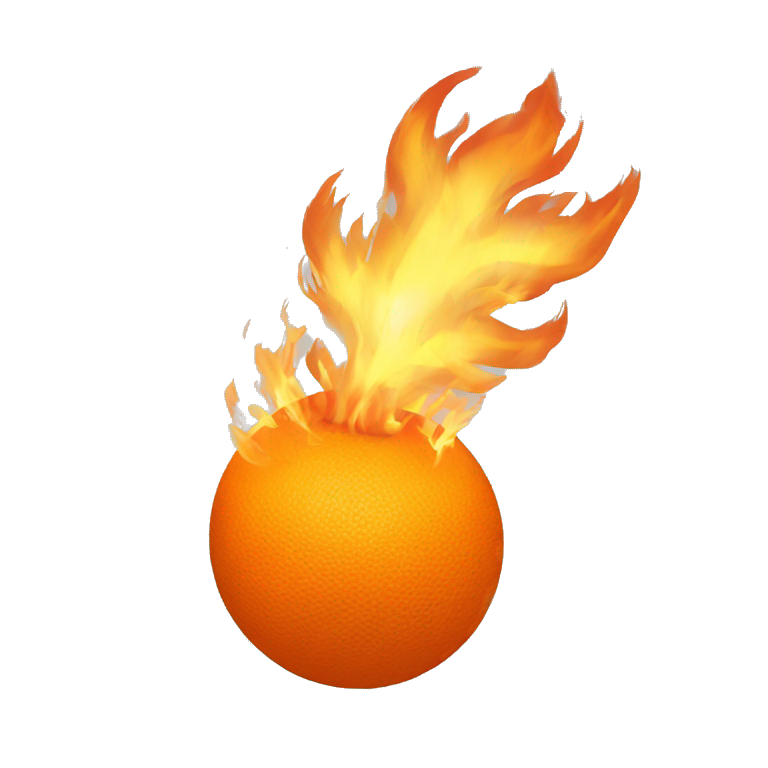orange ball completely on fire flying through the air emoji